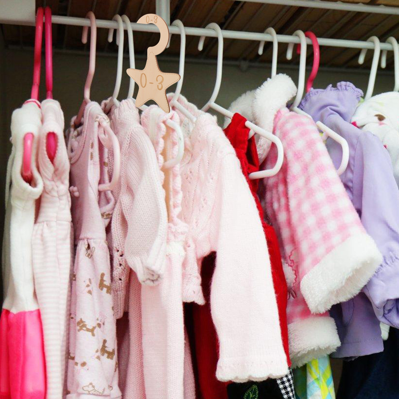 Baby Clothing Dividers - 7 قطع فواصل خشبية لخزانة ملابس